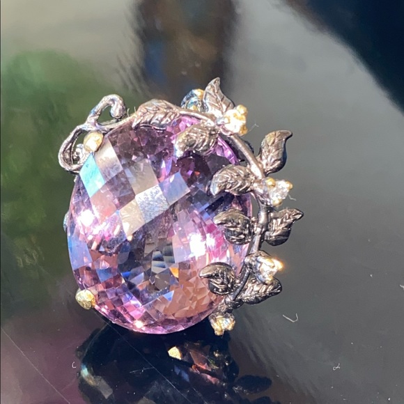 Exquisite Rare Genuine Ametrine Aquamarine Ring - Picture 9 of 12